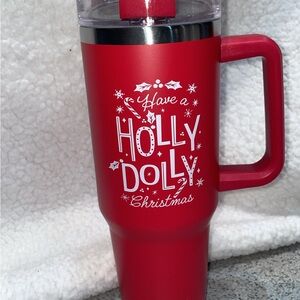 Dolly Parton Red Holiday Travel Mug